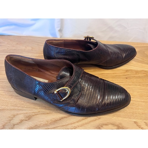 Giorgio Brutini Monk Strap Loafers 12M Brown Genuine Lizard Skin Classic Luxury main image 5